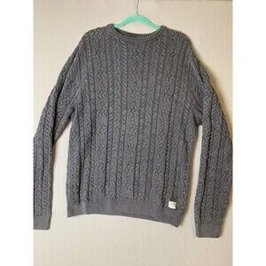 KATIN Sweater Mens XL Gray Heavyweight Fisherman Cable Knit Crew Neck